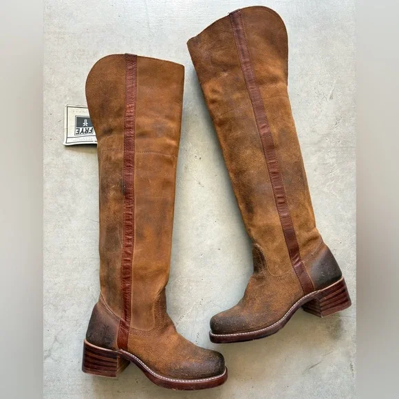 NWT FRYE πΊπΈ Campus OTK Suede Tall Vintage Boots - Picture 14 of 16